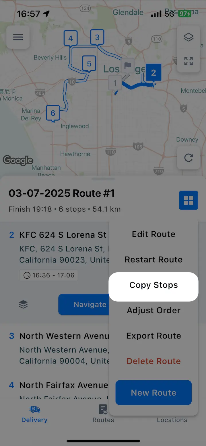 Quickly Restart Frequent Routes