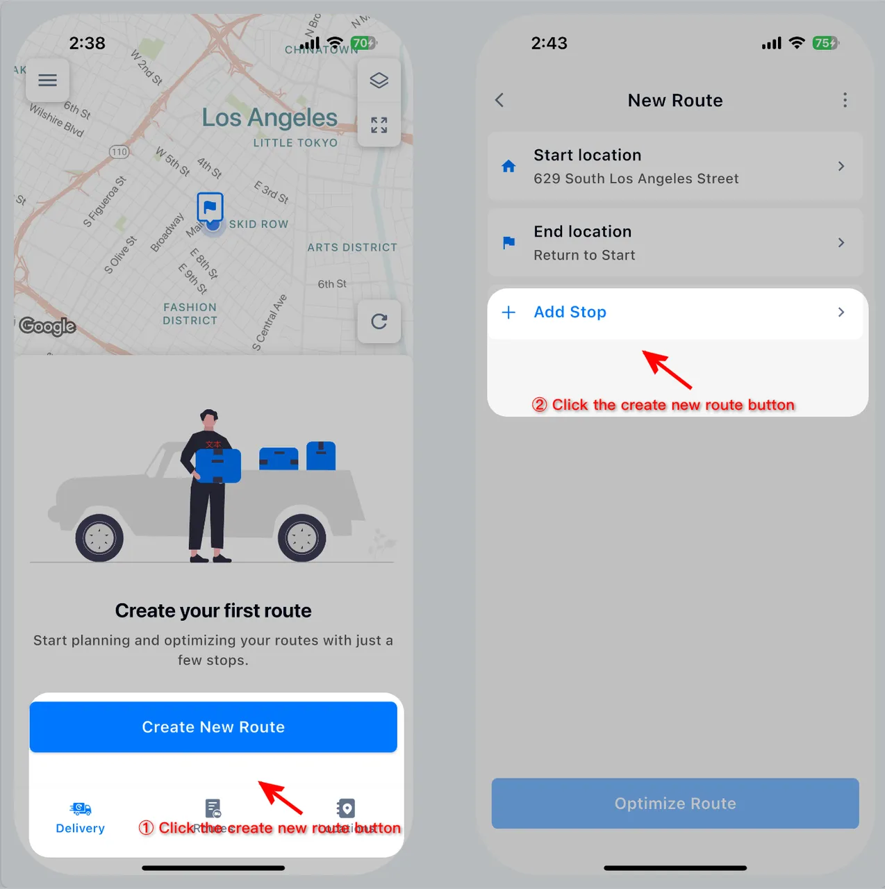 New Route Add Stops